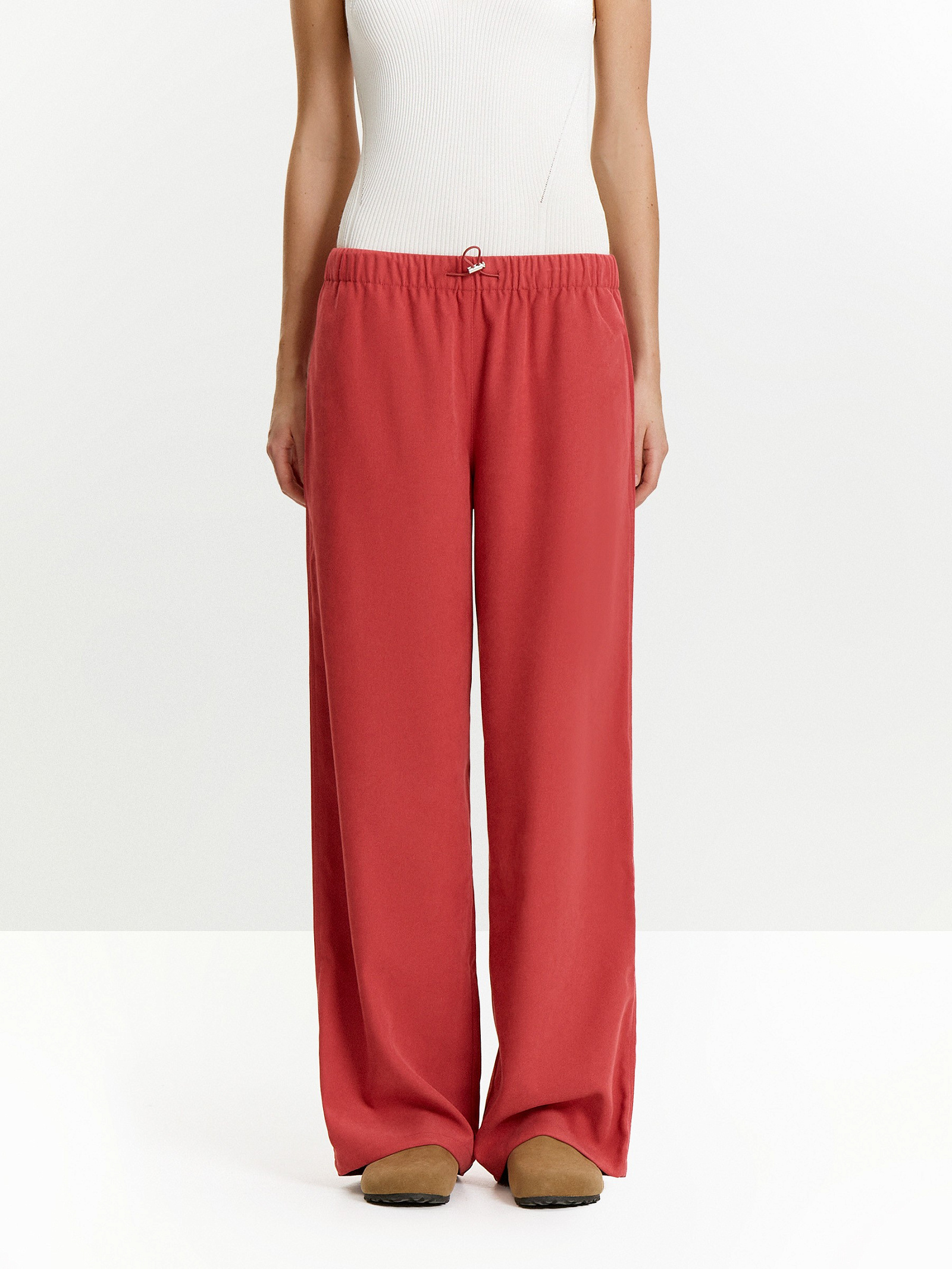 Брюки прямого кроя из трикотажа